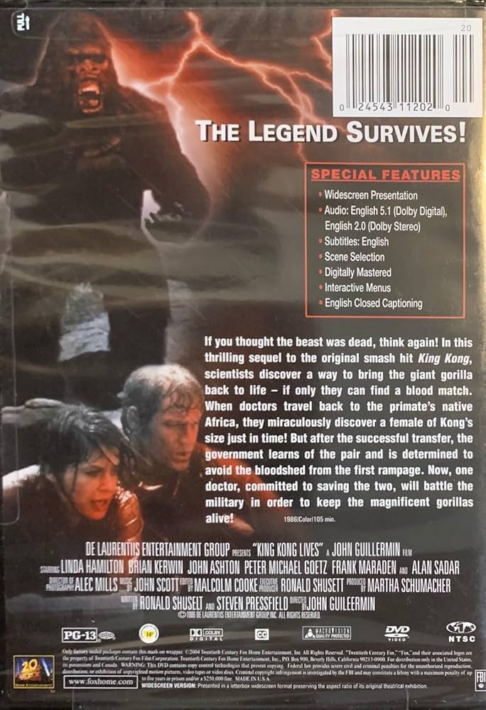 Amazon.com: King Kong Lives [DVD]: 0024543112020: Charles